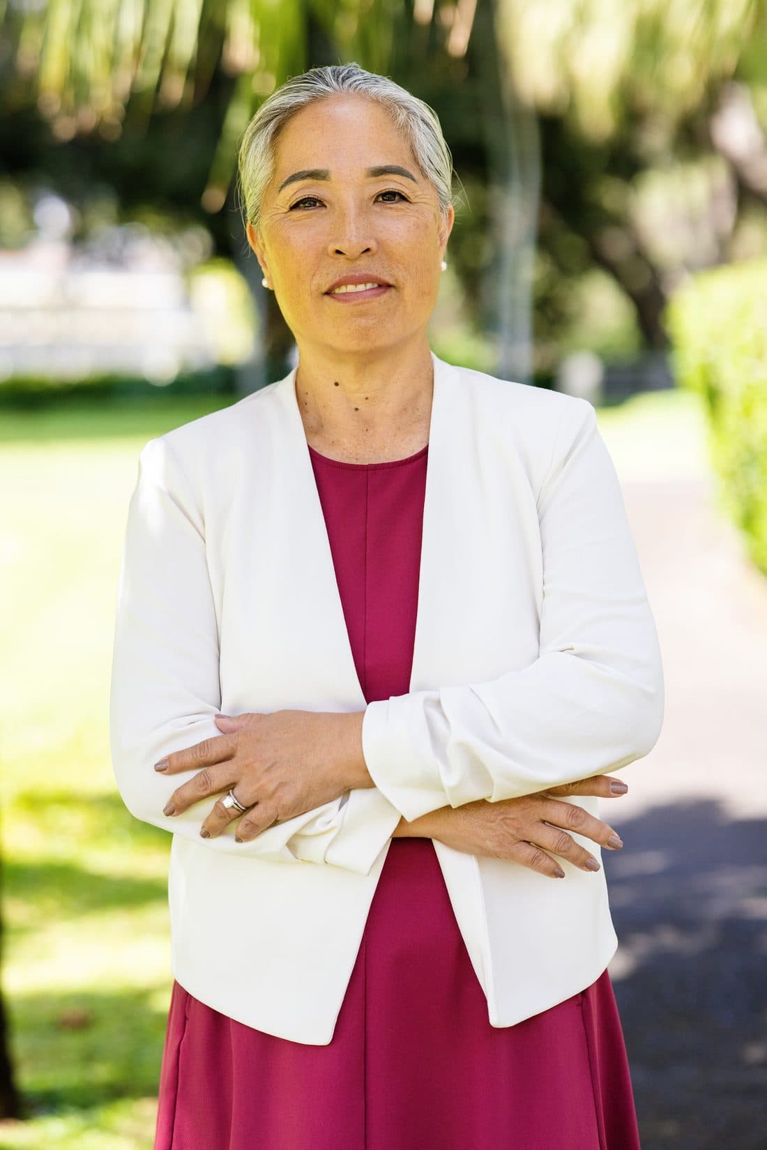 Darci Shin, founder of Sprouts Life Coaching, in a Honolulu garden